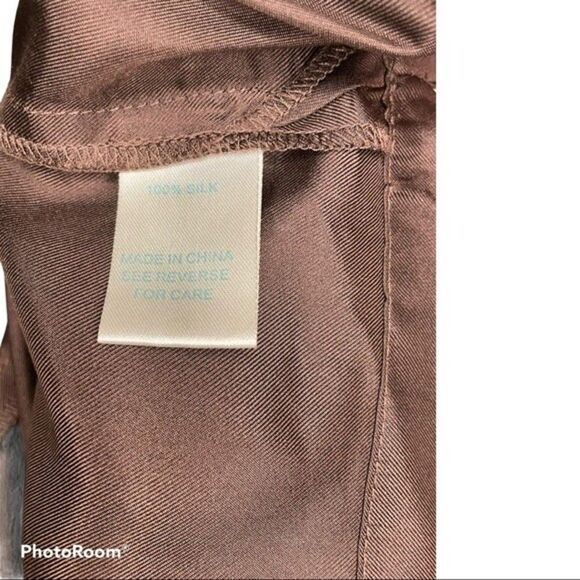 Lilly Pulitzer Brown 100% Silk Ruffle Top Size 10 - Picture 5 of 5